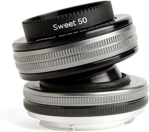 Lensbaby camera lens for canon. Top half tilts to create a zoomed bokeh effect in-camera.